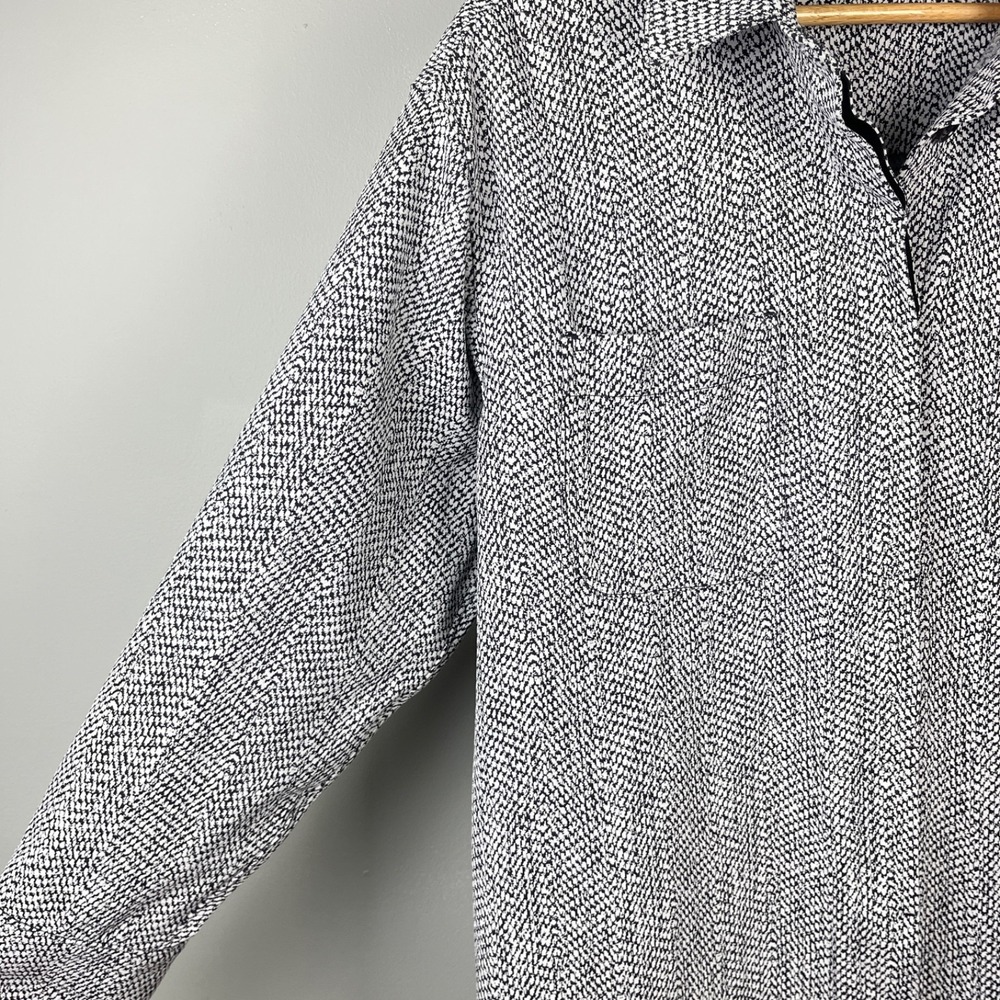 Athleta Textured Shirt Jacket Womens S Black White Button Up Long Sleeve - Picture 4 of 8